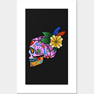 Pink Dia De Los Muertos Calavera Skull Sticker Posters and Art